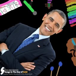 Barack Obama lying on the floor surrounded by musical instruments