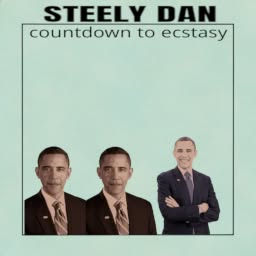 3 posterized Barack Obamas standing in front of a noisy cyan background